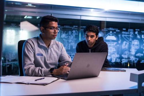 Students working on computer